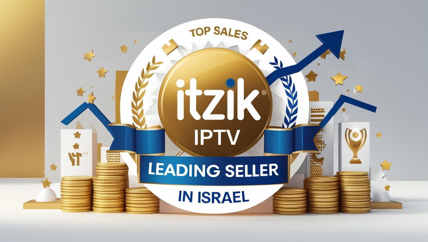 כרזת פרסום לשירות IPTV של Itzik – המוכר המומלץ ביותר בישראל, עם סמל "אגודל למעלה" וטקסט IPTV מומלץ ביותר